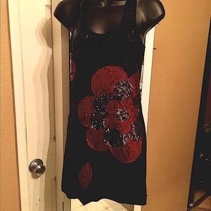 Sequin flower fitted dress.